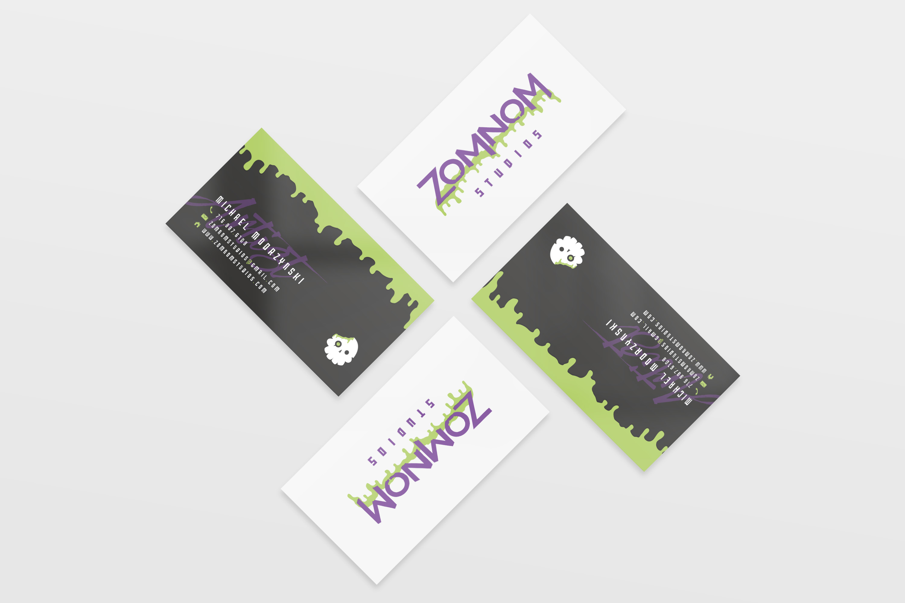 Zom Nom Studios Business Cards Mockup